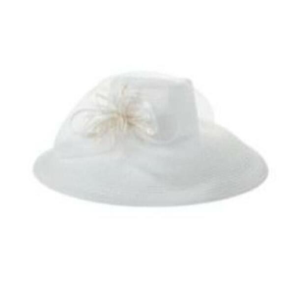 Bellissima Millinery Collection Women\'s White Feather Dressy Hat One Size NWT